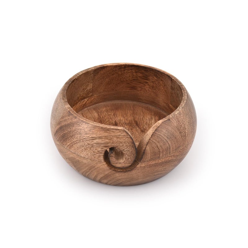 NIRMAN Wooden Yarn Bowl Hand Made by Indian Artisans with Premium Mango Wood for Knitting and Crochet (6" x 6" x 3'') - Image 2